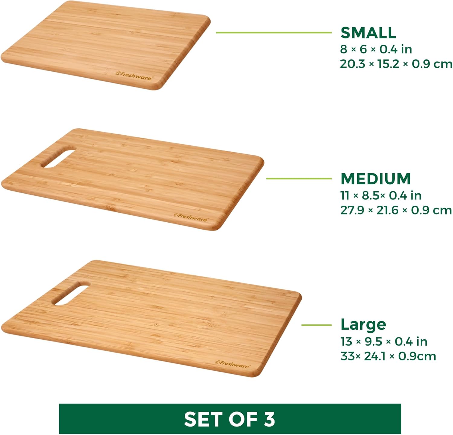 Bamboo Cutting Boards for Kitchen [Set of 3] Wood Cutting Board for Chopping Meat, Vegetables, Fruits, Cheese, Knife Friendly Serving Tray with Handles - Image 5