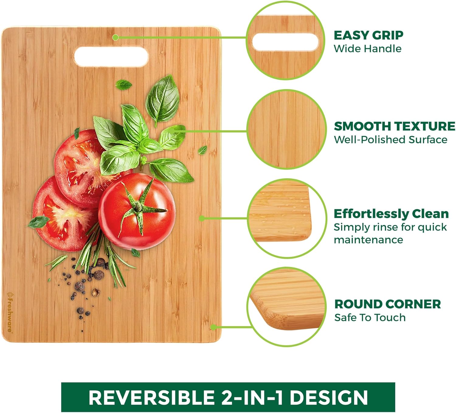 Bamboo Cutting Boards for Kitchen [Set of 3] Wood Cutting Board for Chopping Meat, Vegetables, Fruits, Cheese, Knife Friendly Serving Tray with Handles - Image 7