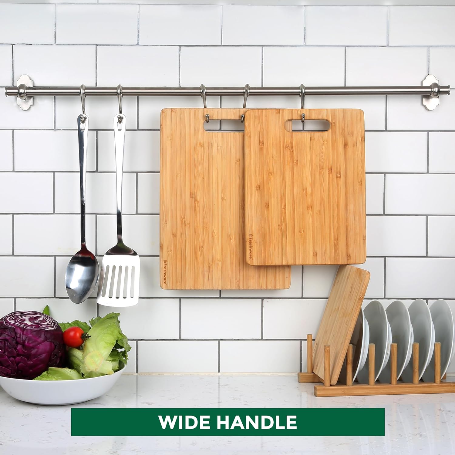 Bamboo Cutting Boards for Kitchen [Set of 3] Wood Cutting Board for Chopping Meat, Vegetables, Fruits, Cheese, Knife Friendly Serving Tray with Handles - Image 9