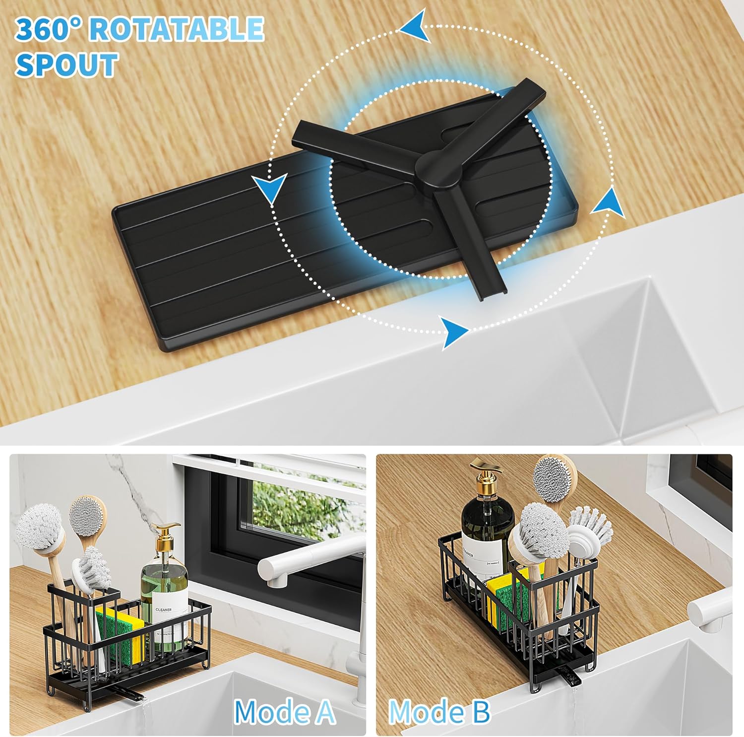 Cisily Black Sponge Holder for Kitchen Sink - Image 3