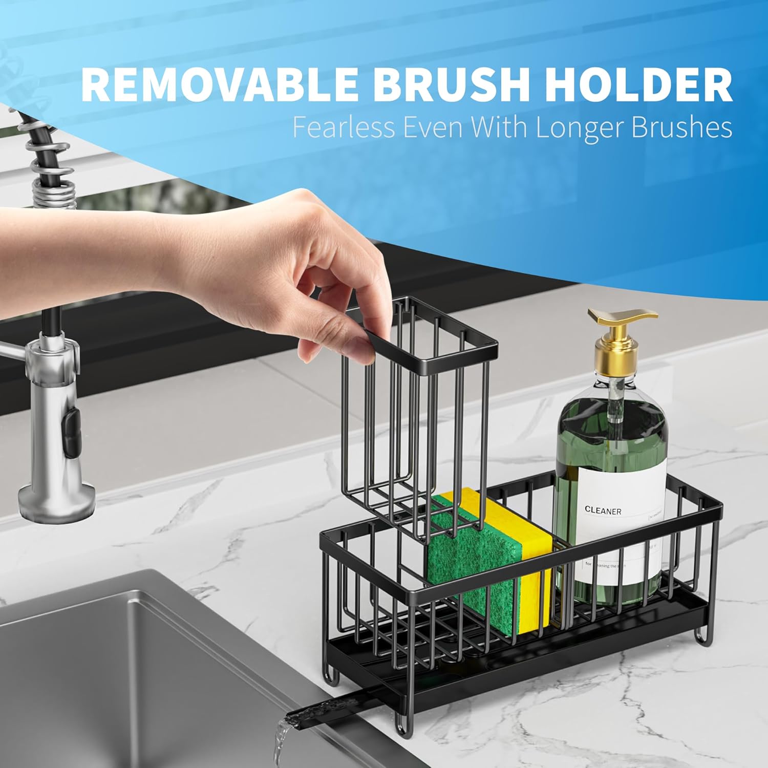 Cisily Black Sponge Holder for Kitchen Sink - Image 4