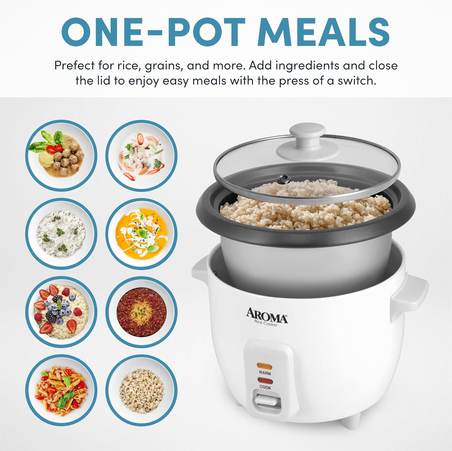 Aroma 6-Cup One Touch Rice Cooker - Image 3