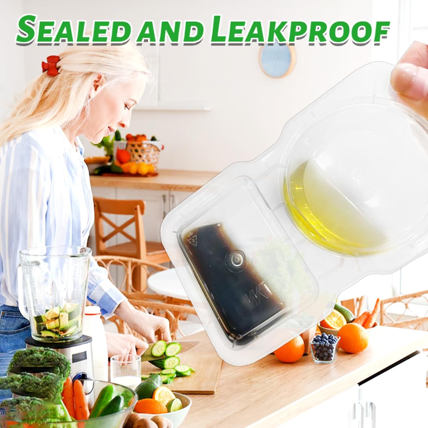 Double Compartment Condiment Containers with Lids - Image 4