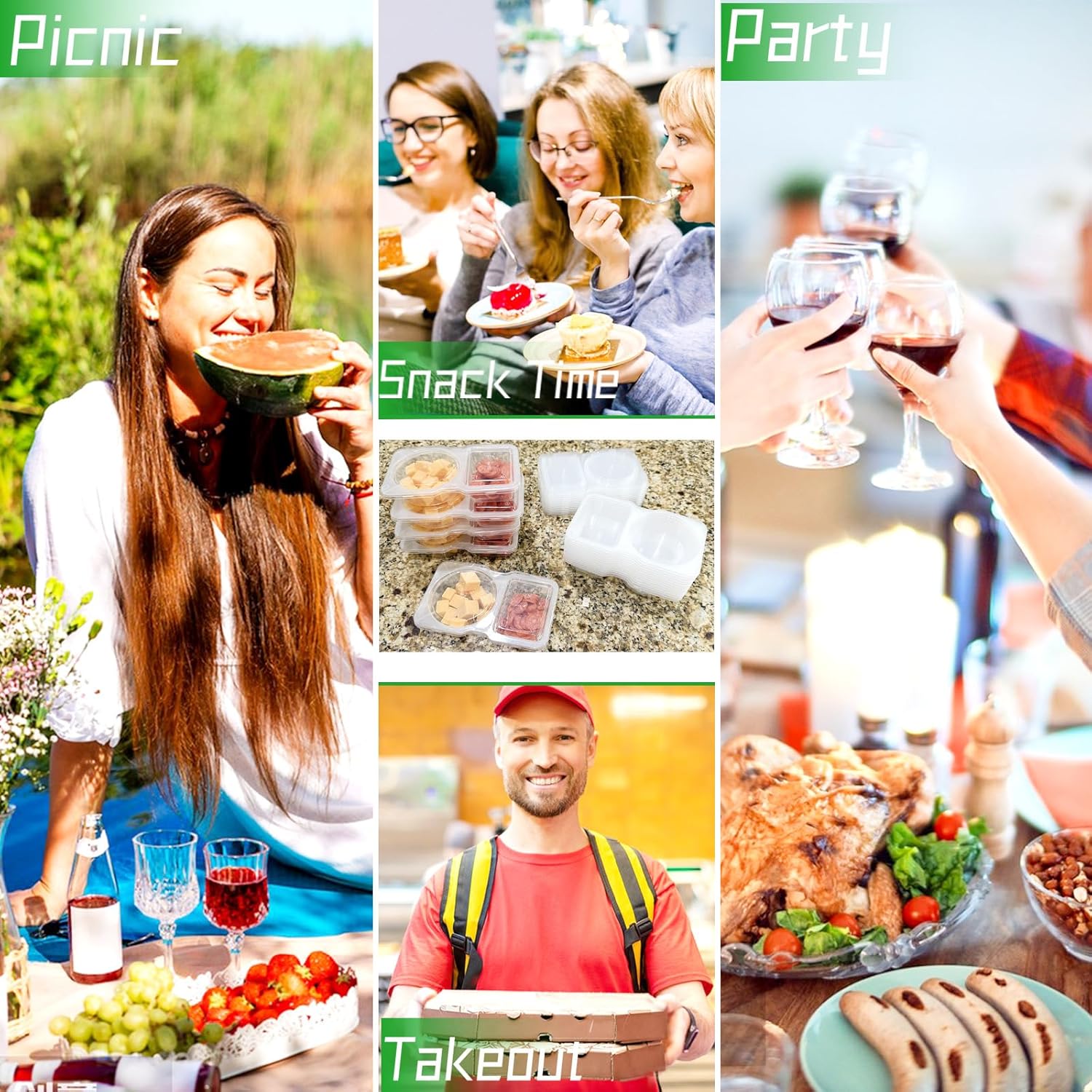 Double Compartment Condiment Containers with Lids - Image 8