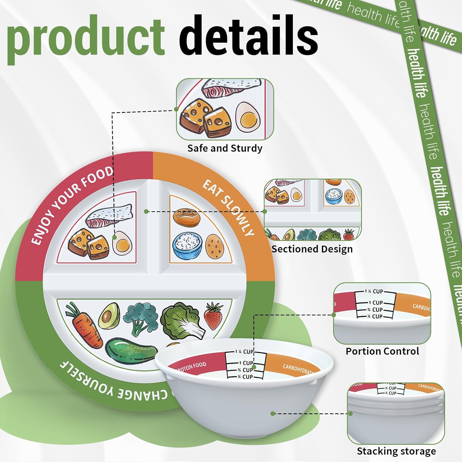 Portion Control Plates for Weight Loss & Healthy Diets - Image 4