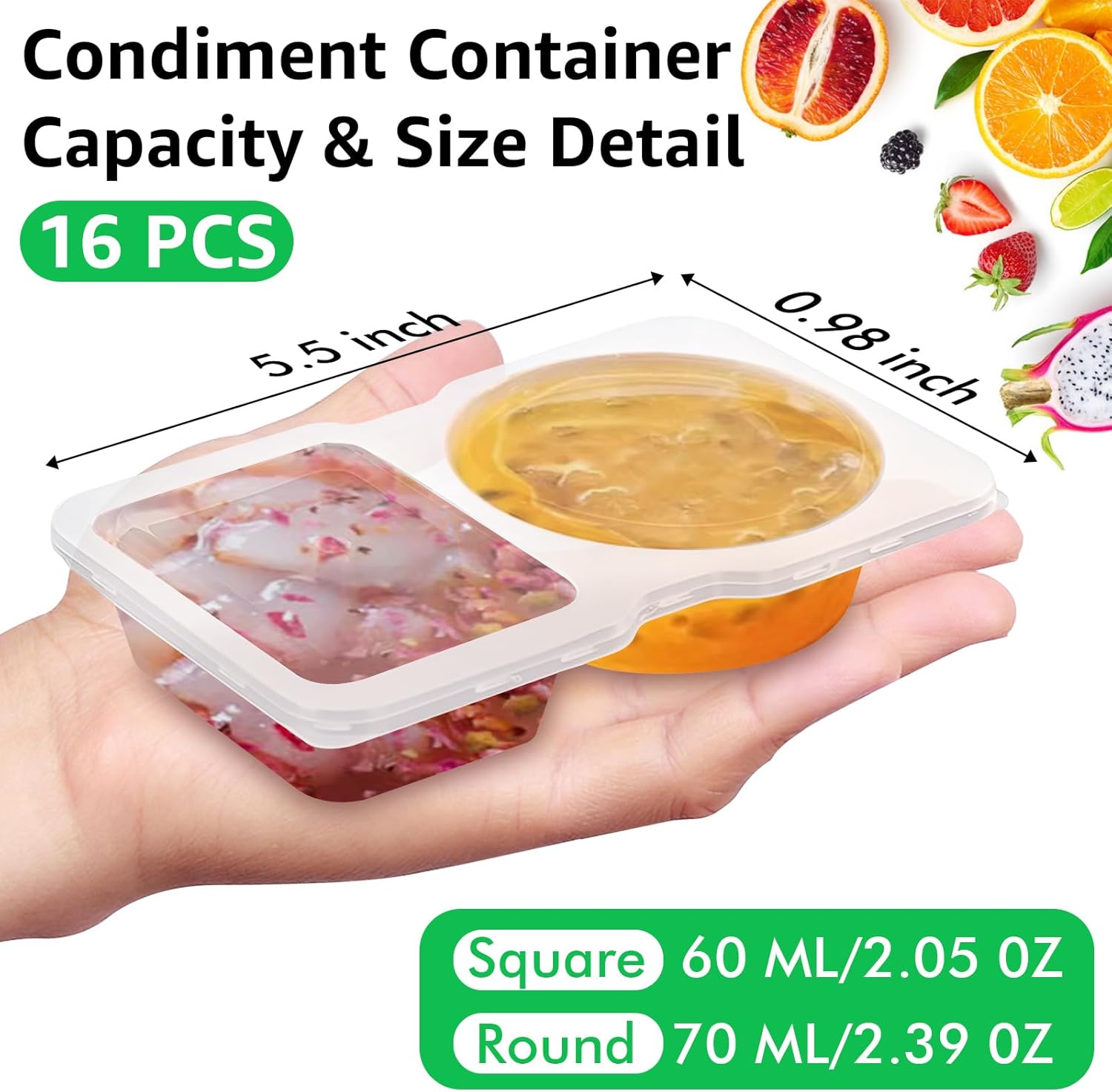 Double Compartment Condiment Containers with Lids - Image 3