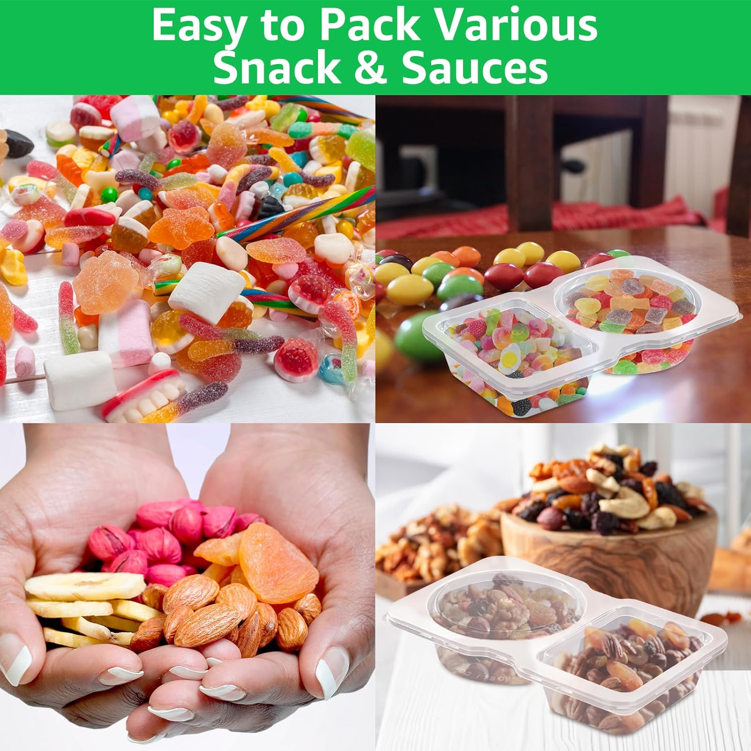 Double Compartment Condiment Containers with Lids - Image 4