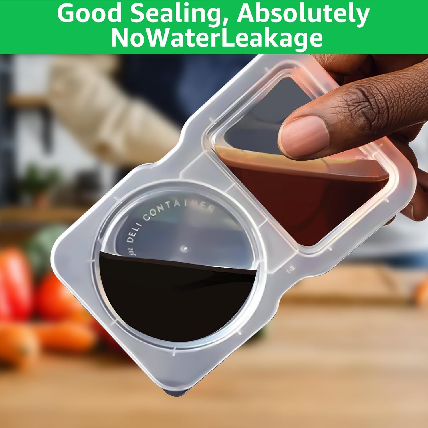 Double Compartment Condiment Containers with Lids - Image 6