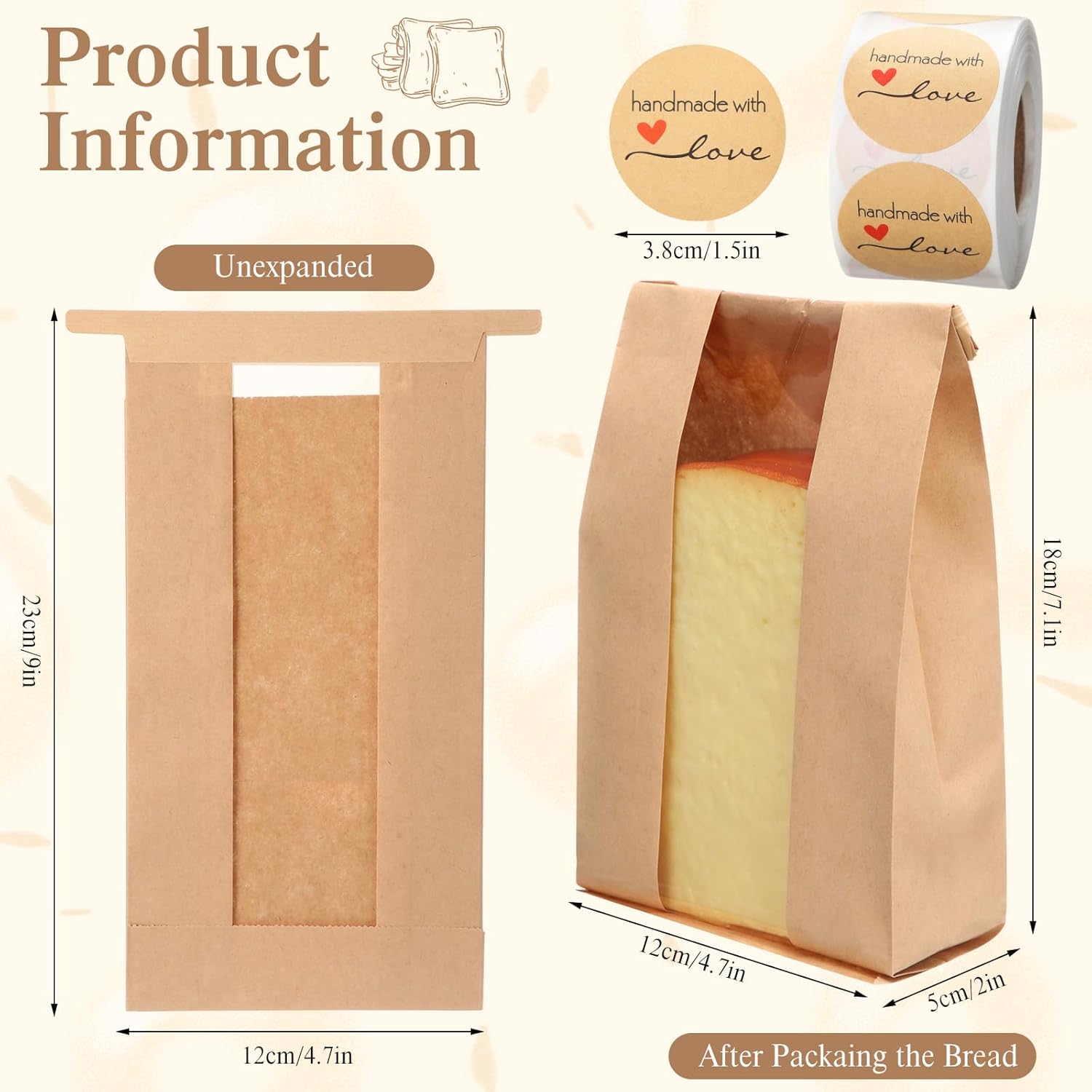 Brown Paper Bakery Bags with Window - Image 5