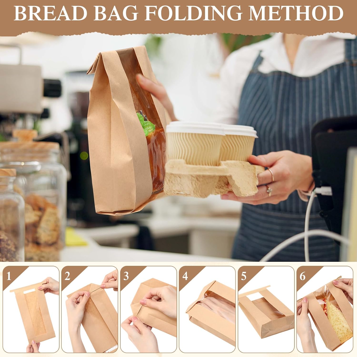 Brown Paper Bakery Bags with Window - Image 7