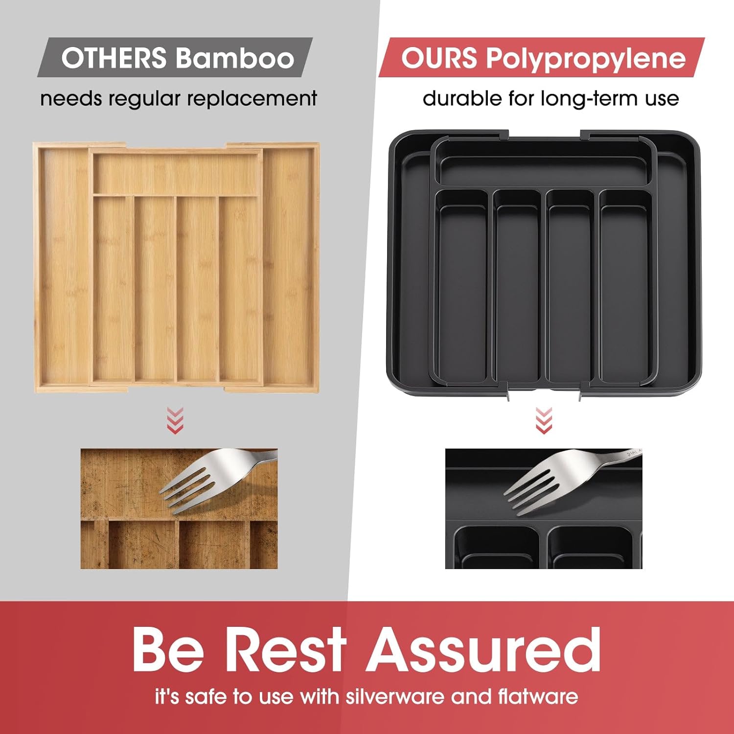 Aujen Expandable Kitchen Drawer Organizer - Image 5