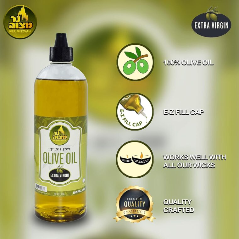 Ner Mitzvah Extra Virgin Olive Oil for Menorah and Candle Lighting - Image 3