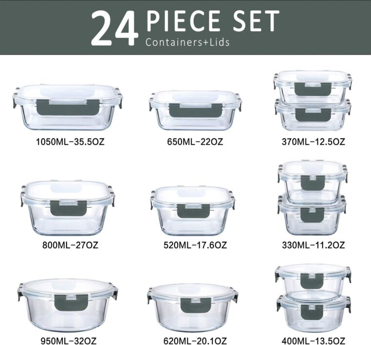 Glass Food Storage Containers with Upgraded Snap Locking Lids - Image 3