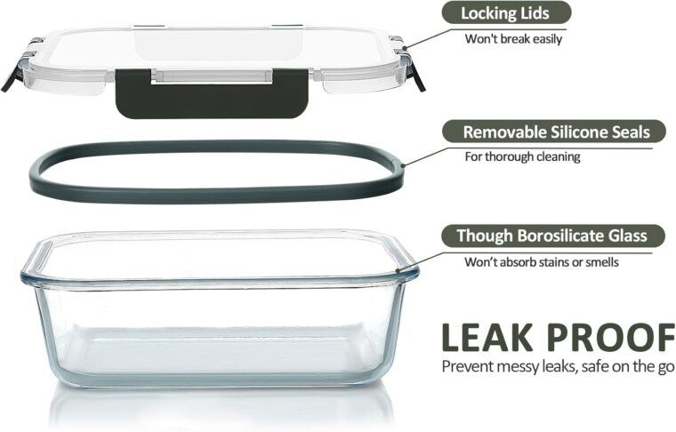 Glass Food Storage Containers with Upgraded Snap Locking Lids - Image 4
