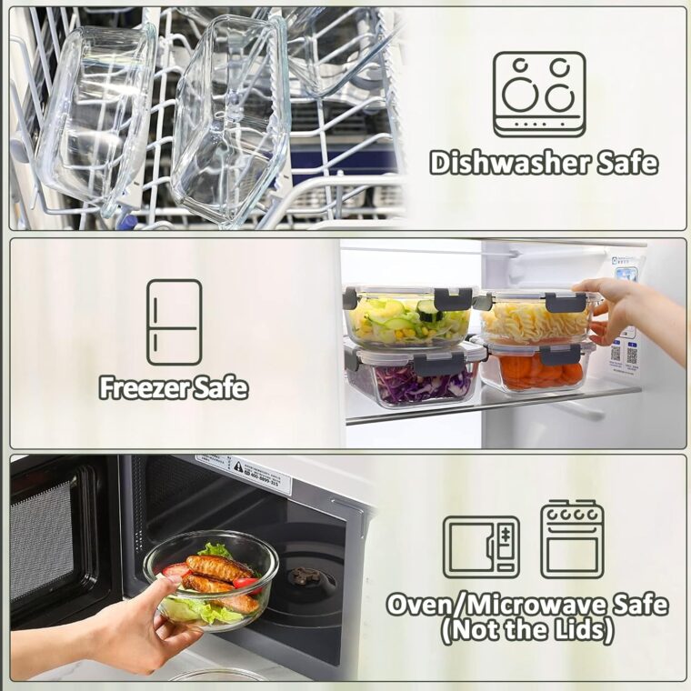 Glass Food Storage Containers with Upgraded Snap Locking Lids - Image 5