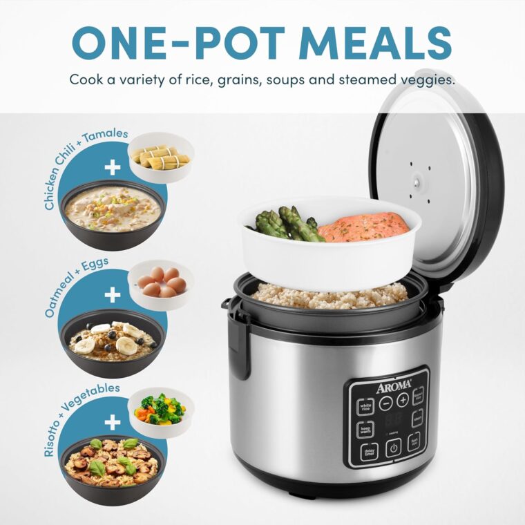 AROMA 4-Cup Digital Rice Cooker and Steamer - Image 3
