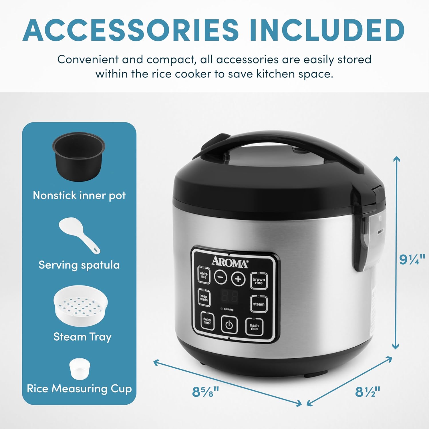 AROMA 4-Cup Digital Rice Cooker and Steamer - Image 4