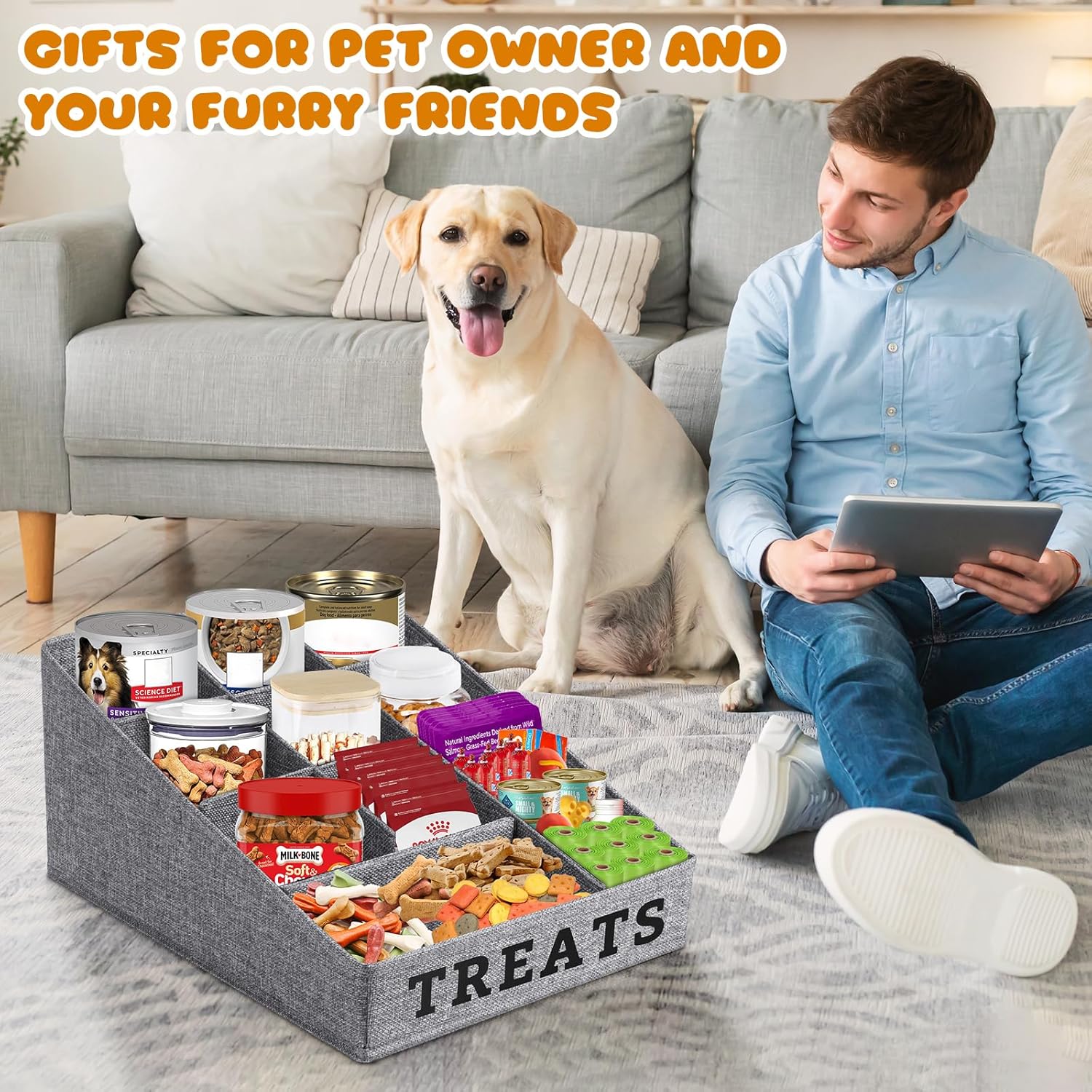 Collapsible Pet Treat Storage Container with 10 Compartments - Image 3