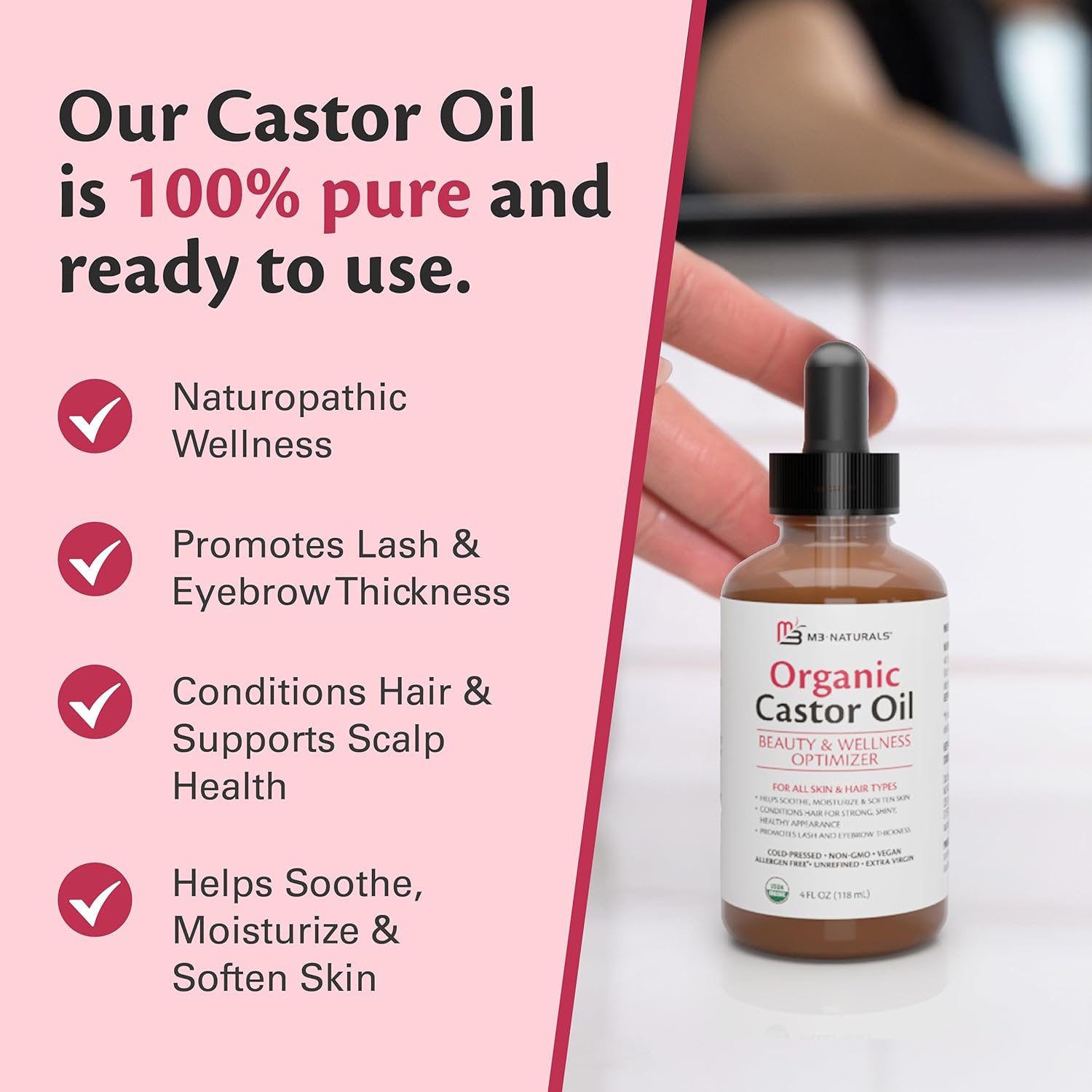 100% Pure Organic Castor Oil for Hair, Skin and Health Benefits - Image 3