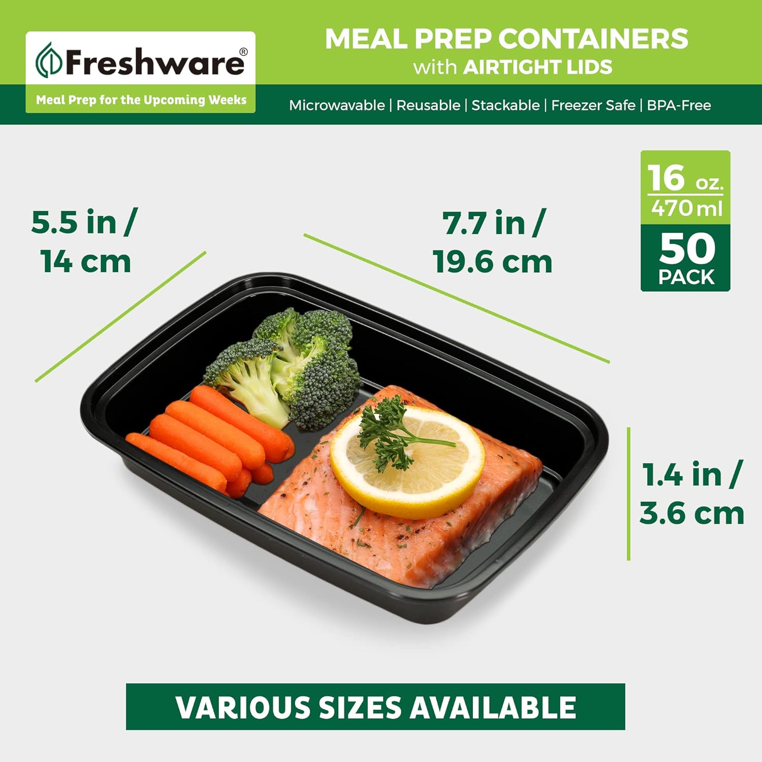Freshware 50 Pack Meal Prep Containers - Image 5