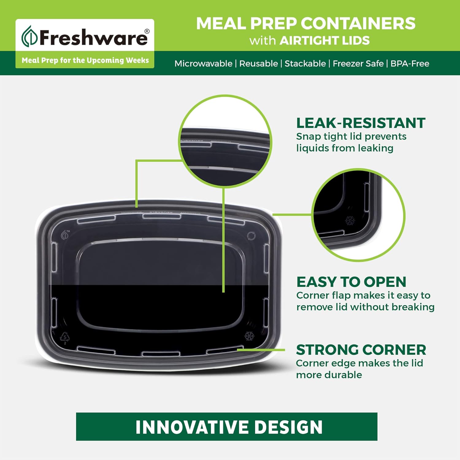 Freshware 50 Pack Meal Prep Containers - Image 6