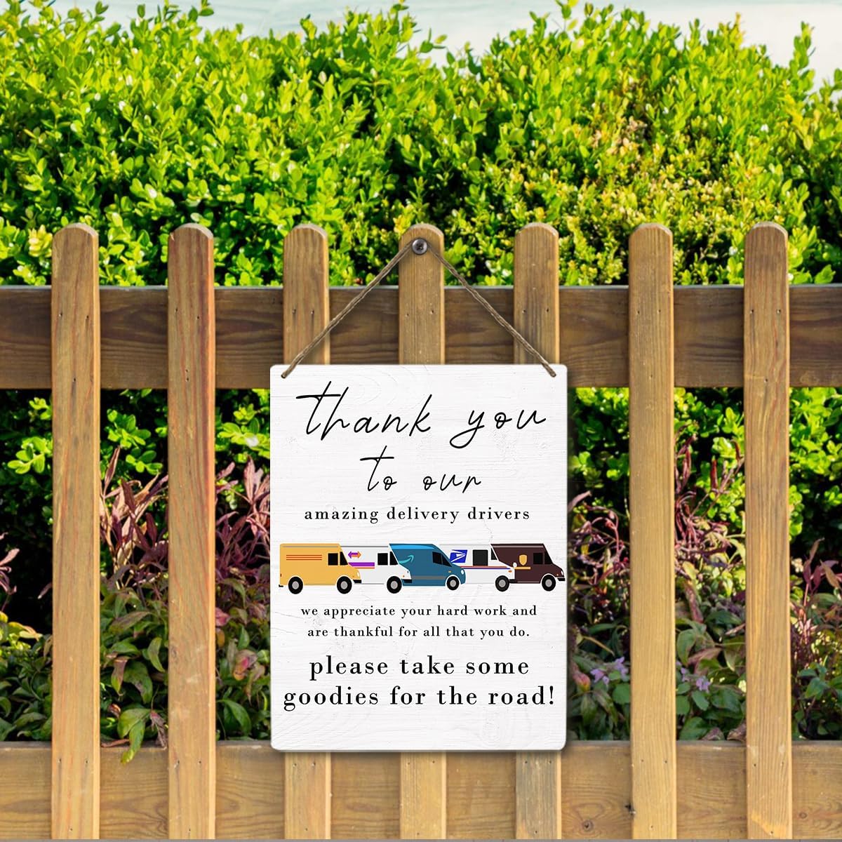 Wooden Thank You Sign for Delivery Drivers with Free Snacks - Image 4
