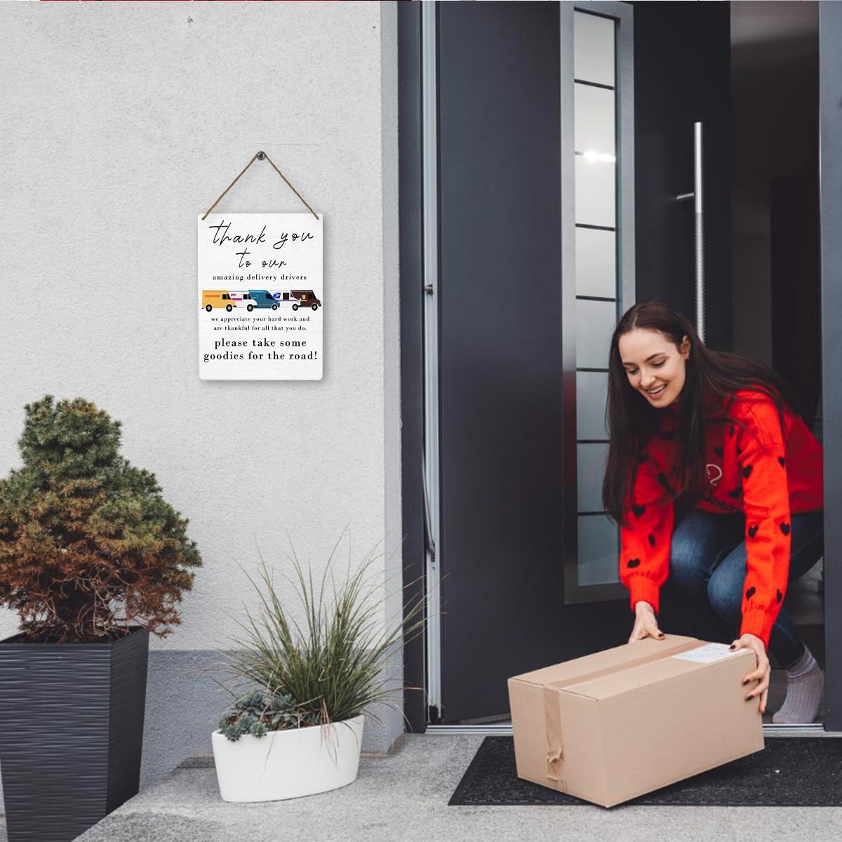 Wooden Thank You Sign for Delivery Drivers with Free Snacks - Image 7