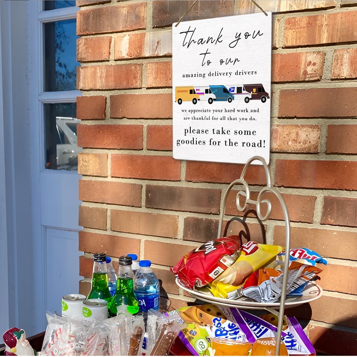Wooden Thank You Sign for Delivery Drivers with Free Snacks - Image 8