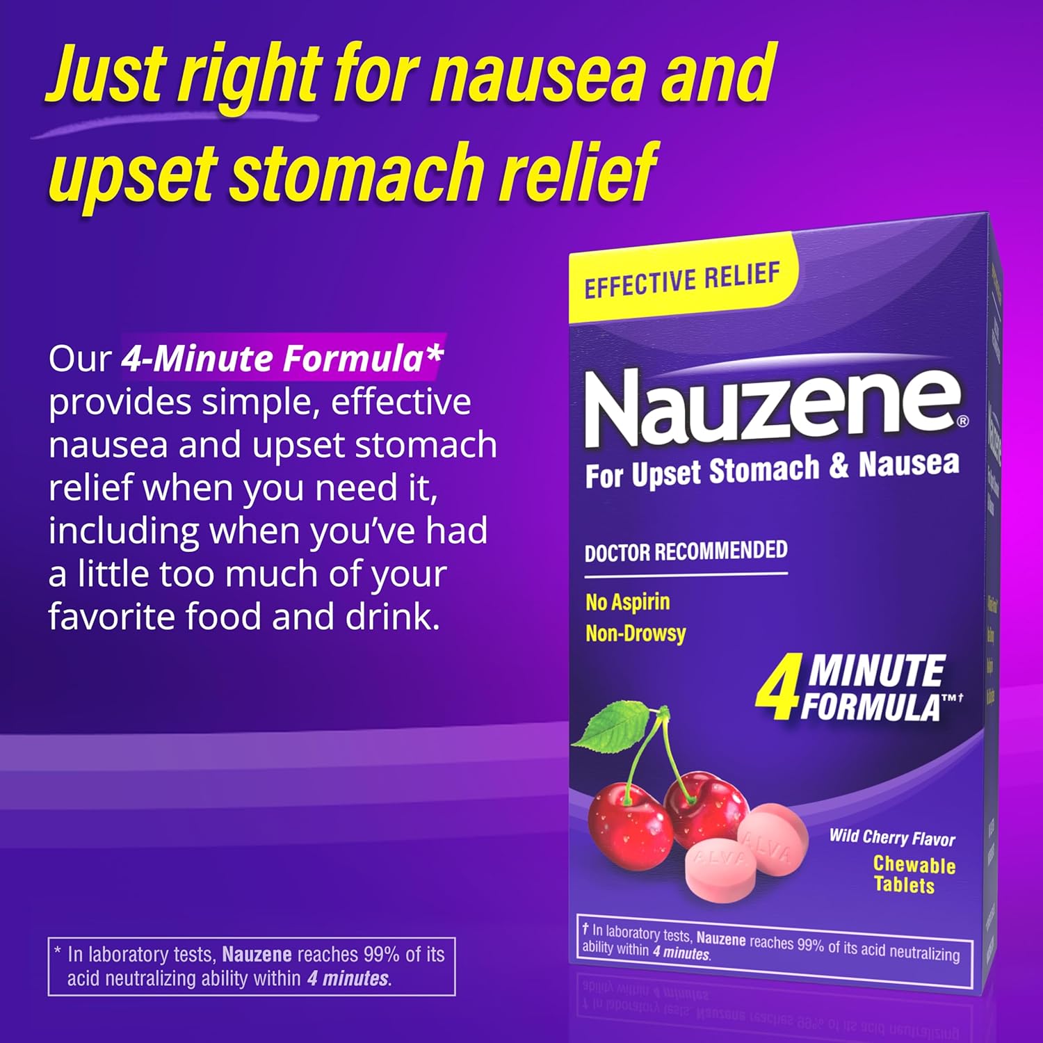 Nauzene Non-Drowsy Upset Stomach & Nausea Relief Chewable Tablets - Image 3