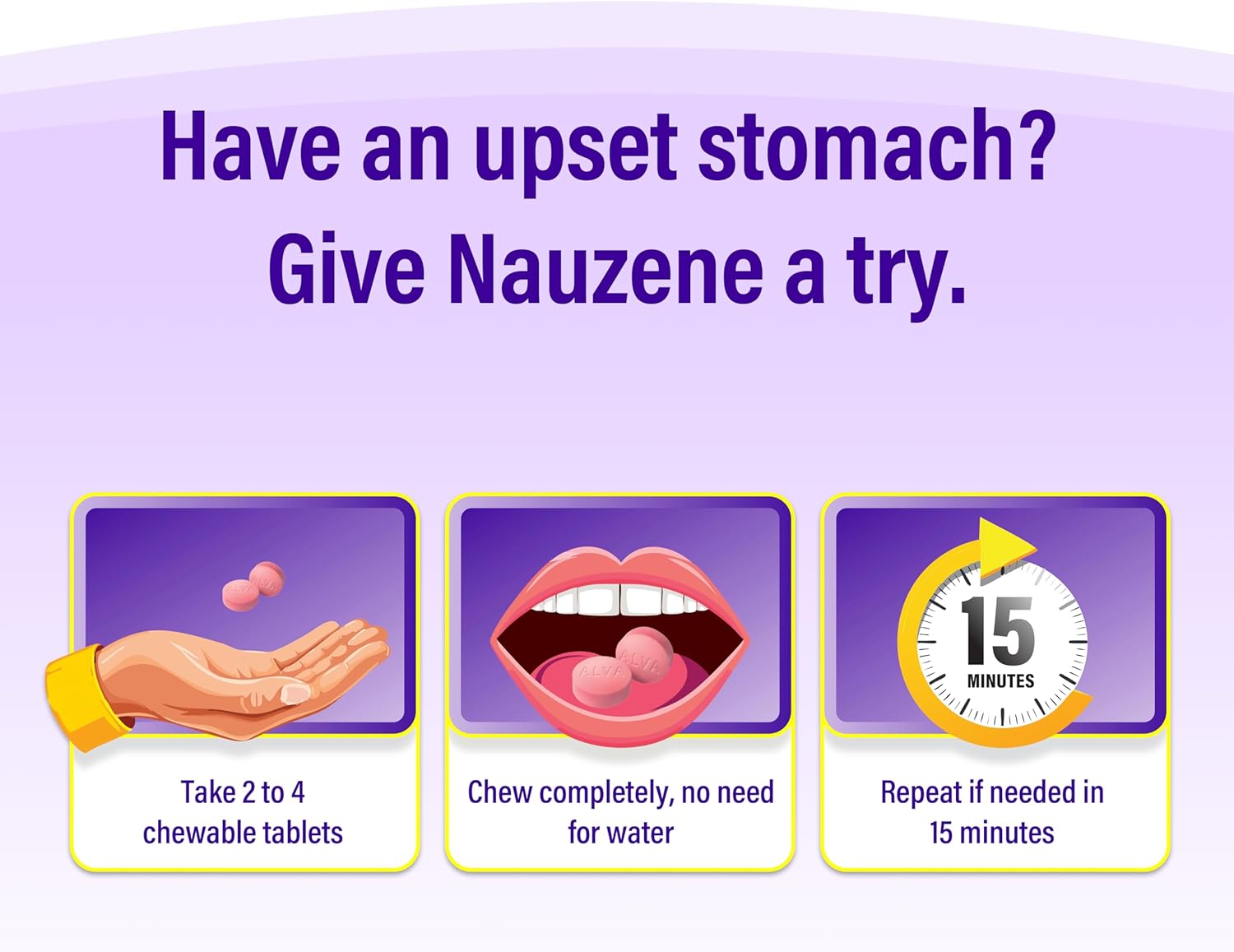 Nauzene Non-Drowsy Upset Stomach & Nausea Relief Chewable Tablets - Image 5
