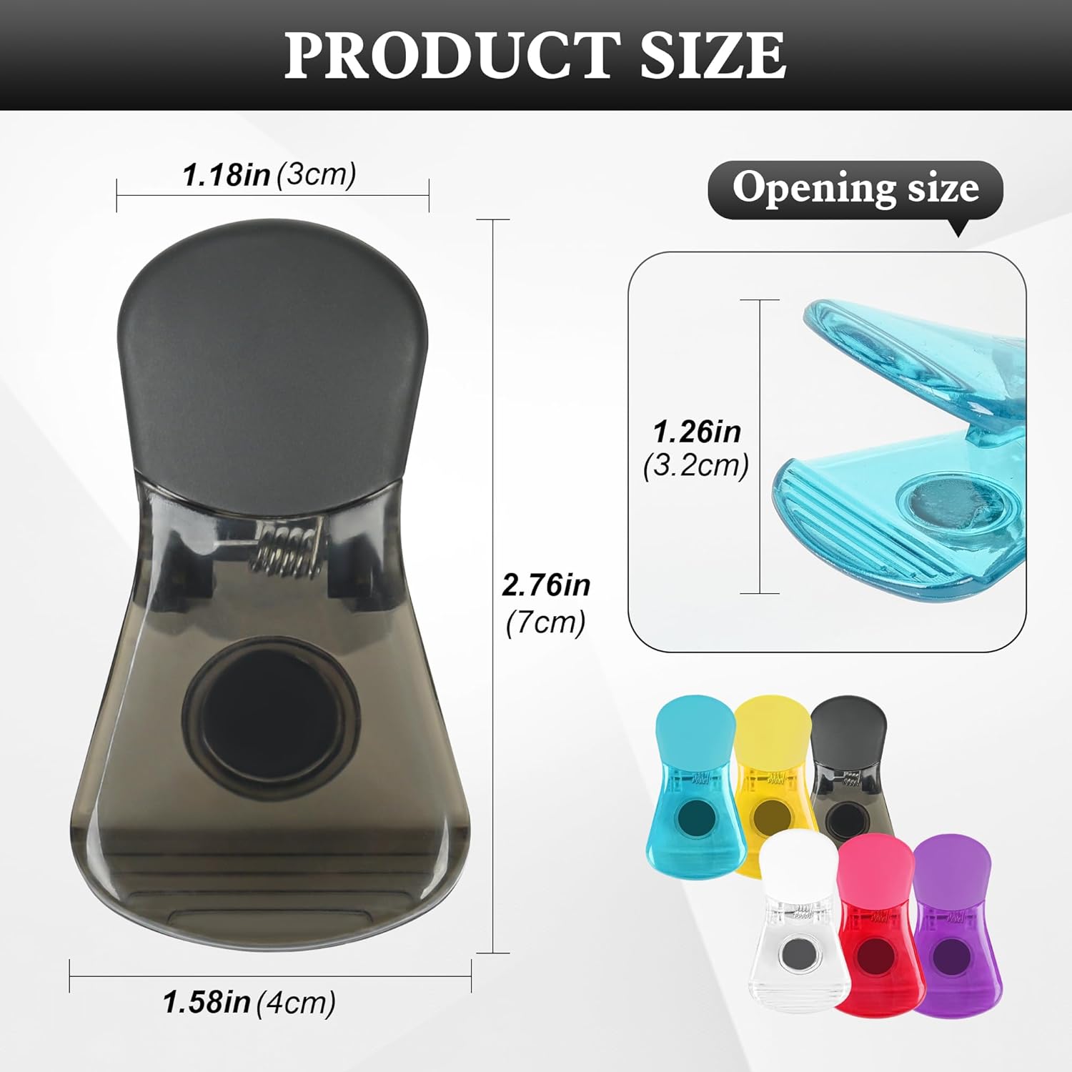12Pcs Assorted Colors Chip Clips with Magnet - Image 3