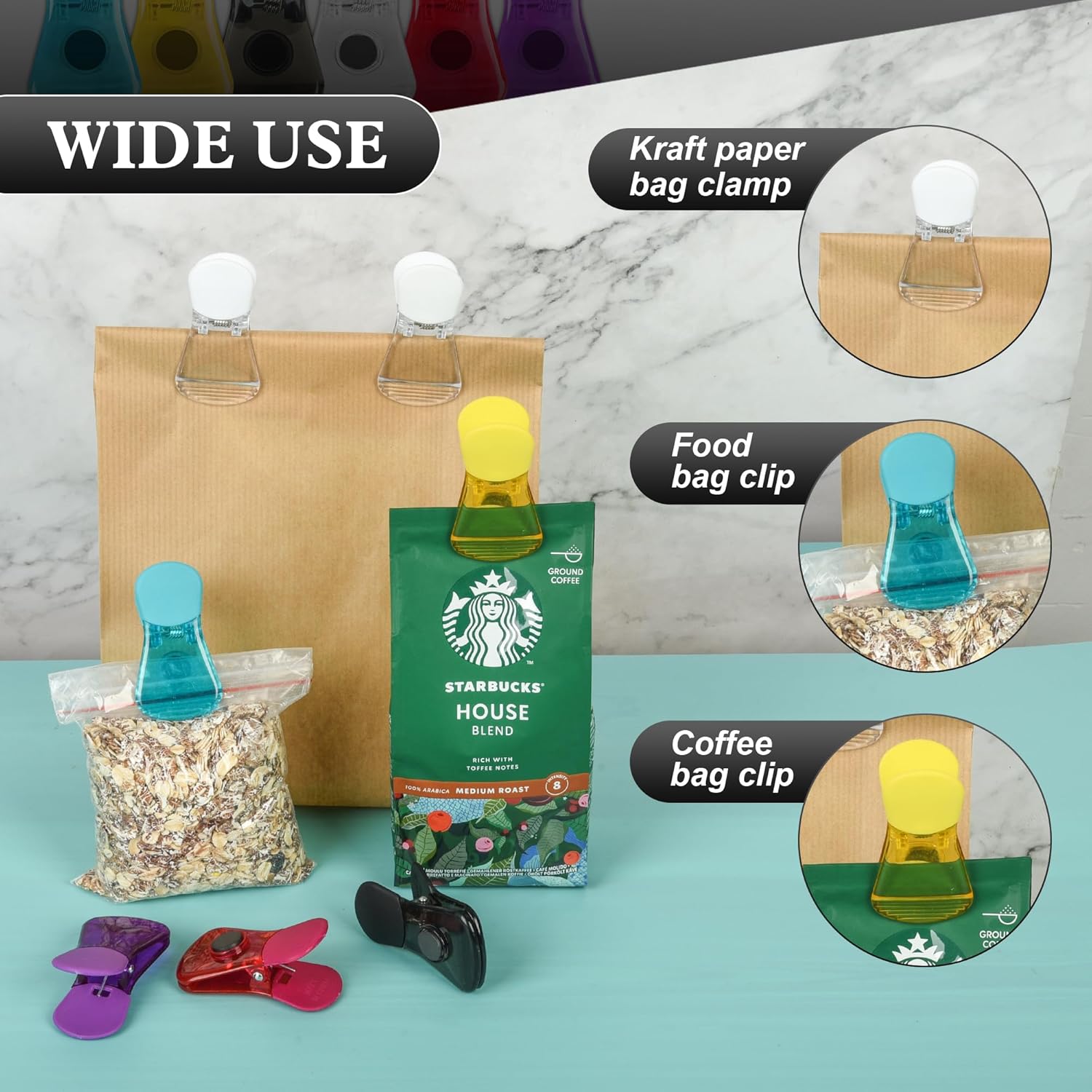 12Pcs Assorted Colors Chip Clips with Magnet - Image 5