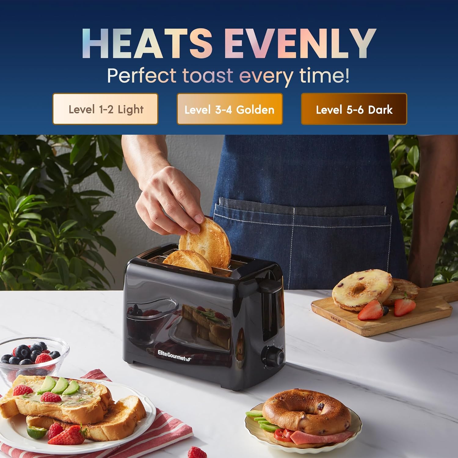 Elite Gourmet 2-Slice Toaster with Cool Touch and Extra Wide Slots - Image 3