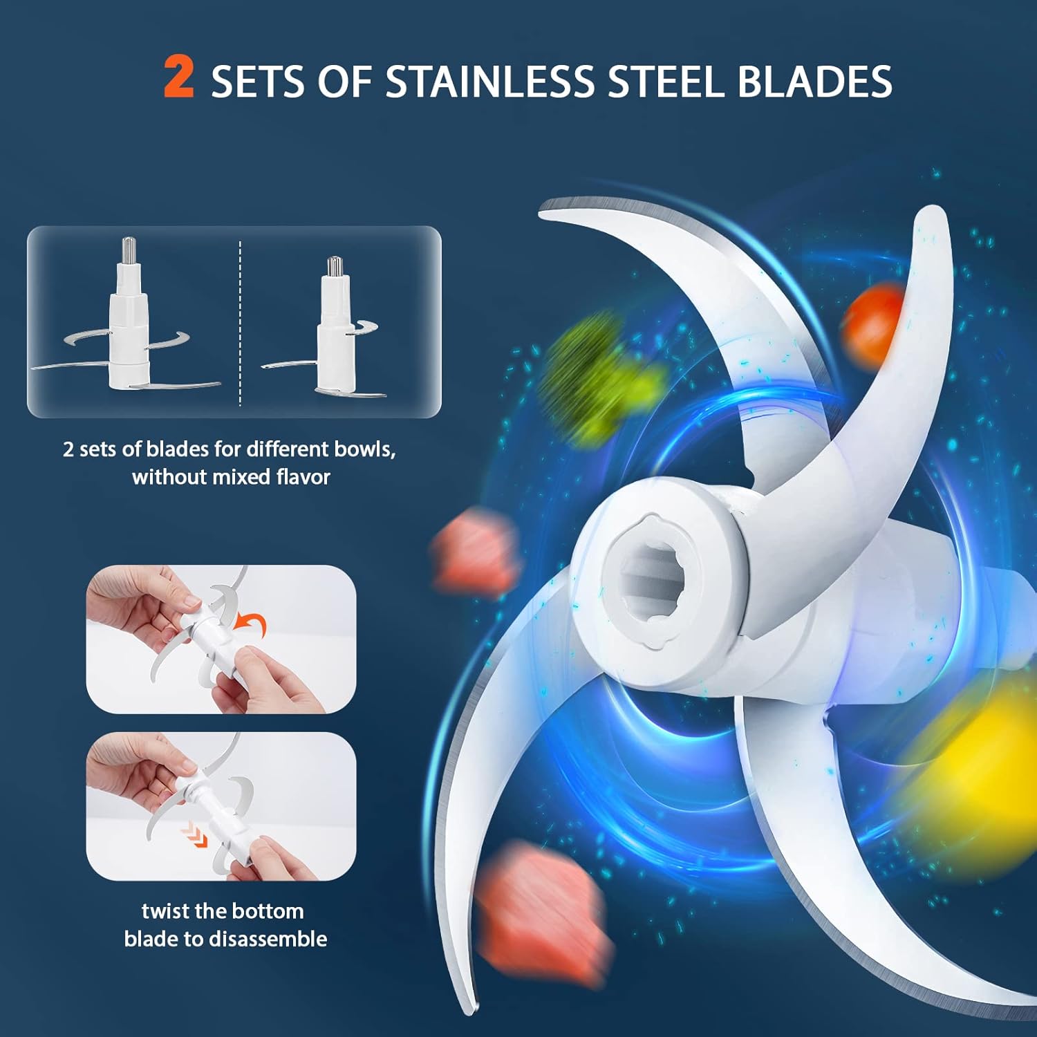 Electric Food Chopper with 2 Glass Bowls - Image 4