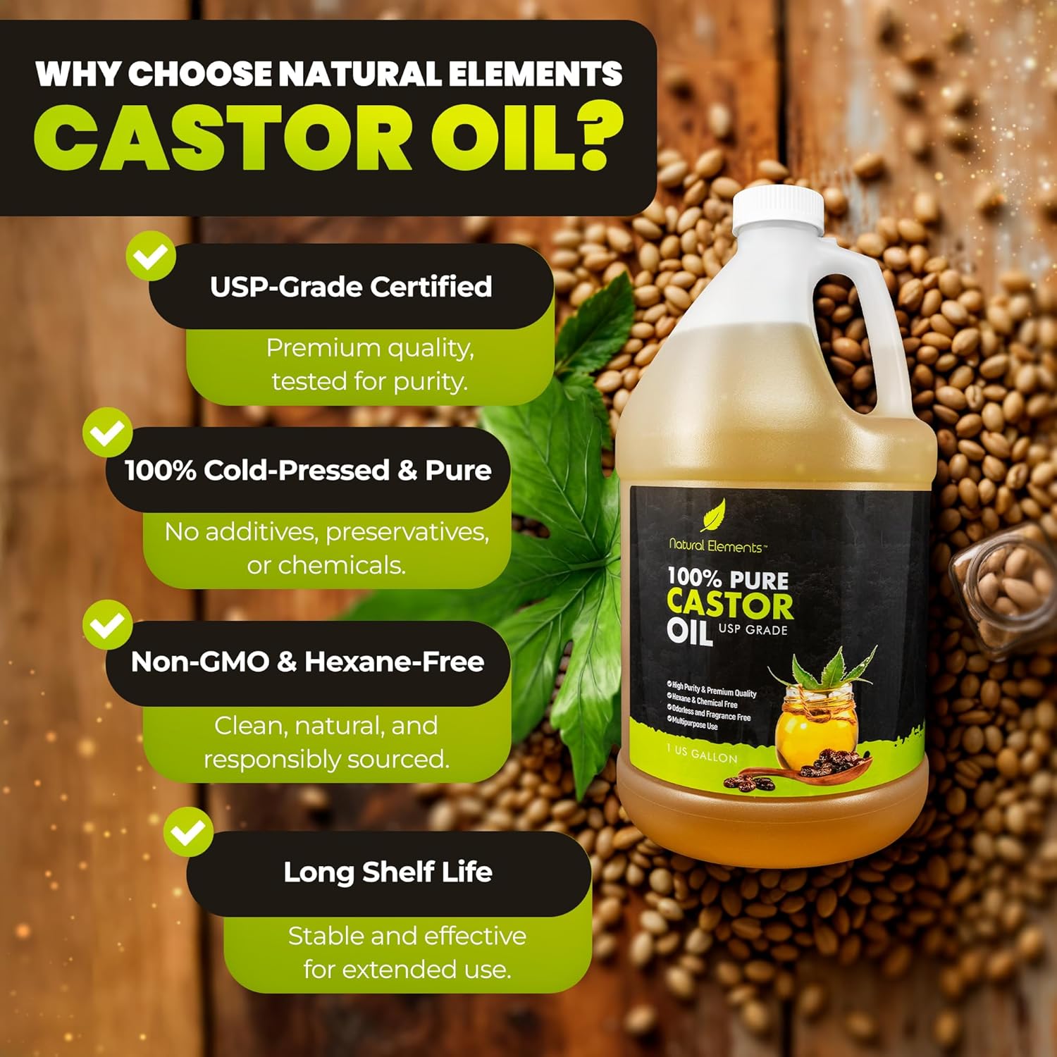 Natural Elements 100% Castor Oil USP Grade Cold Pressed Hexane Free High Purity Premium Quality - Image 8