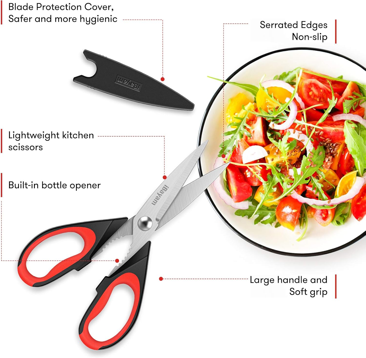 iBayam Kitchen Scissors Heavy Duty Stainless Steel Shears - Image 3