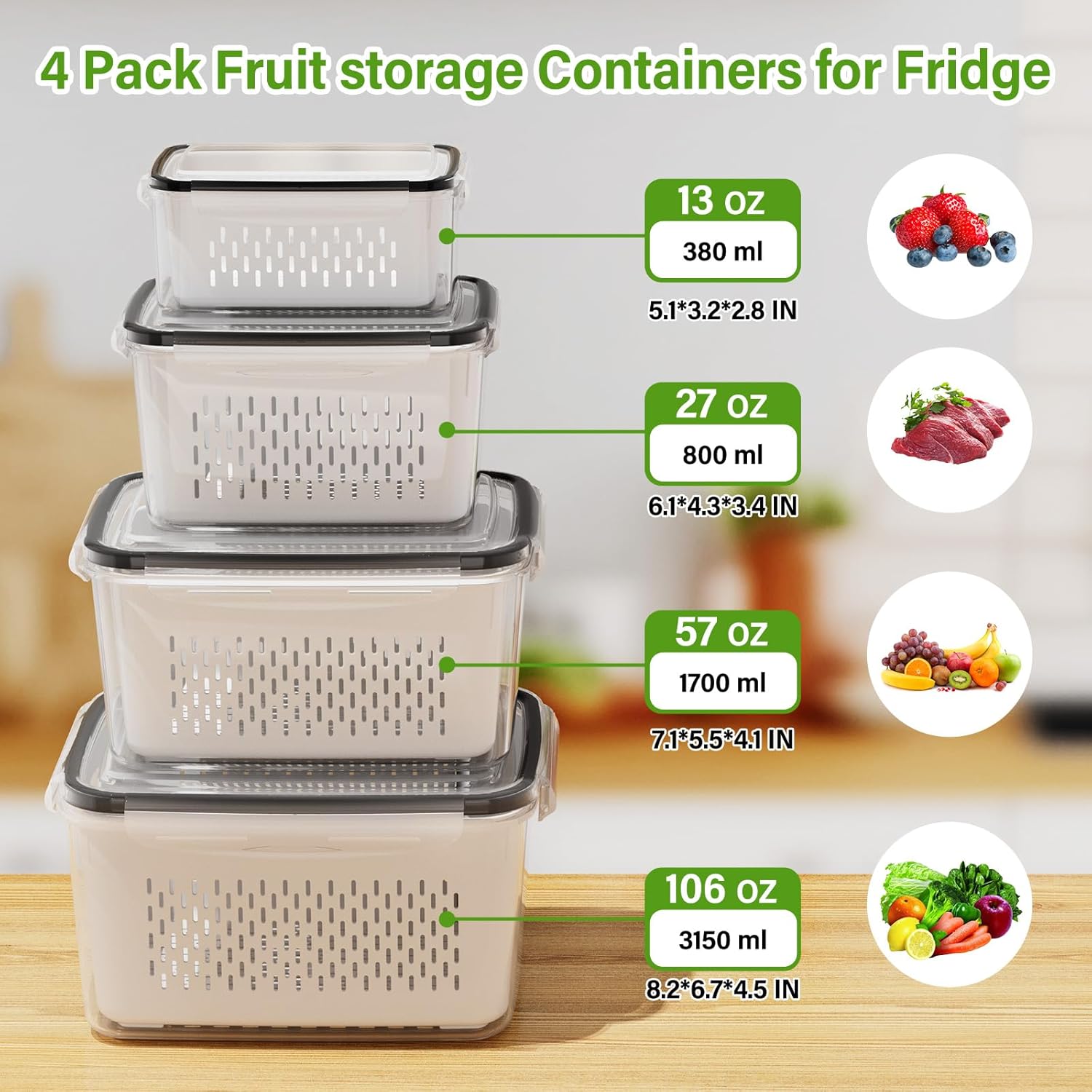 Fruit Storage Container with Removable Colander - Image 4