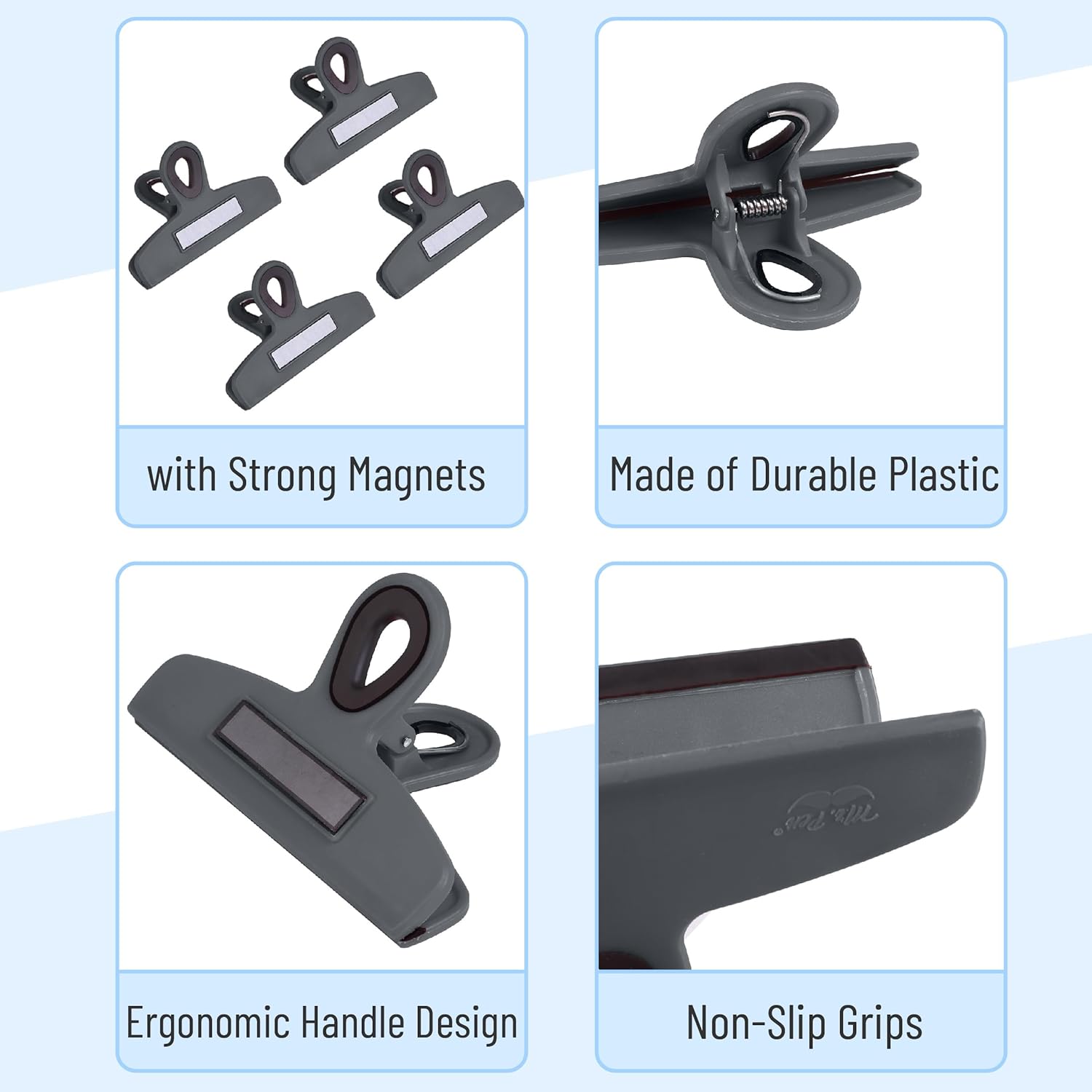 Magnetic Bag Clips 4 Pack Heavy Duty Grey Shades - Image 5