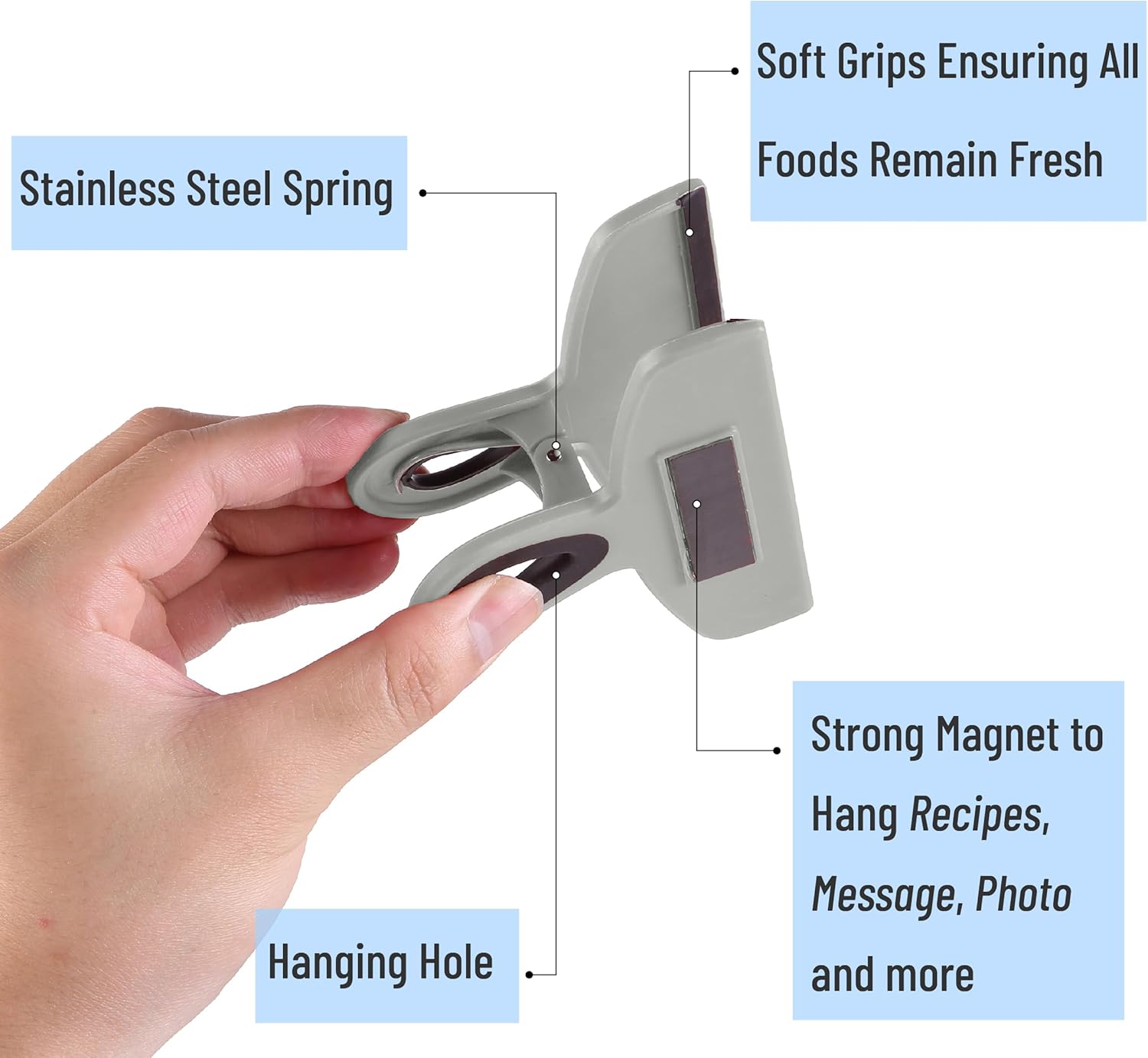 Magnetic Bag Clips 4 Pack Heavy Duty Grey Shades - Image 6