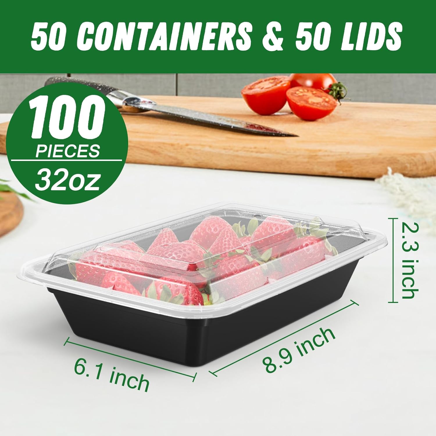 32 oz Reusable Meal Prep Containers with Lids - Image 3