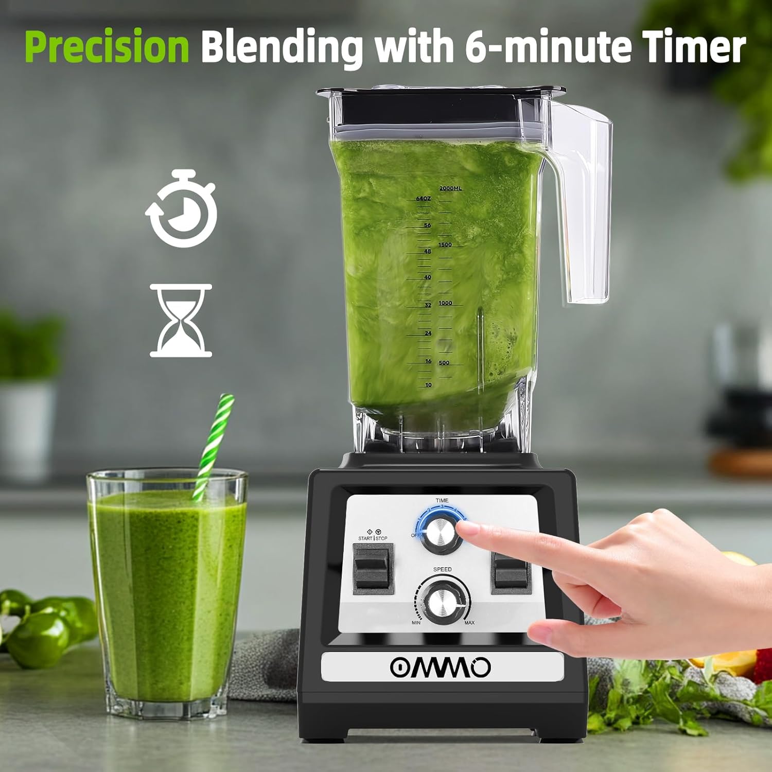 OMMO 1800W Blender for Smoothies and Frozen Drinks - Image 5
