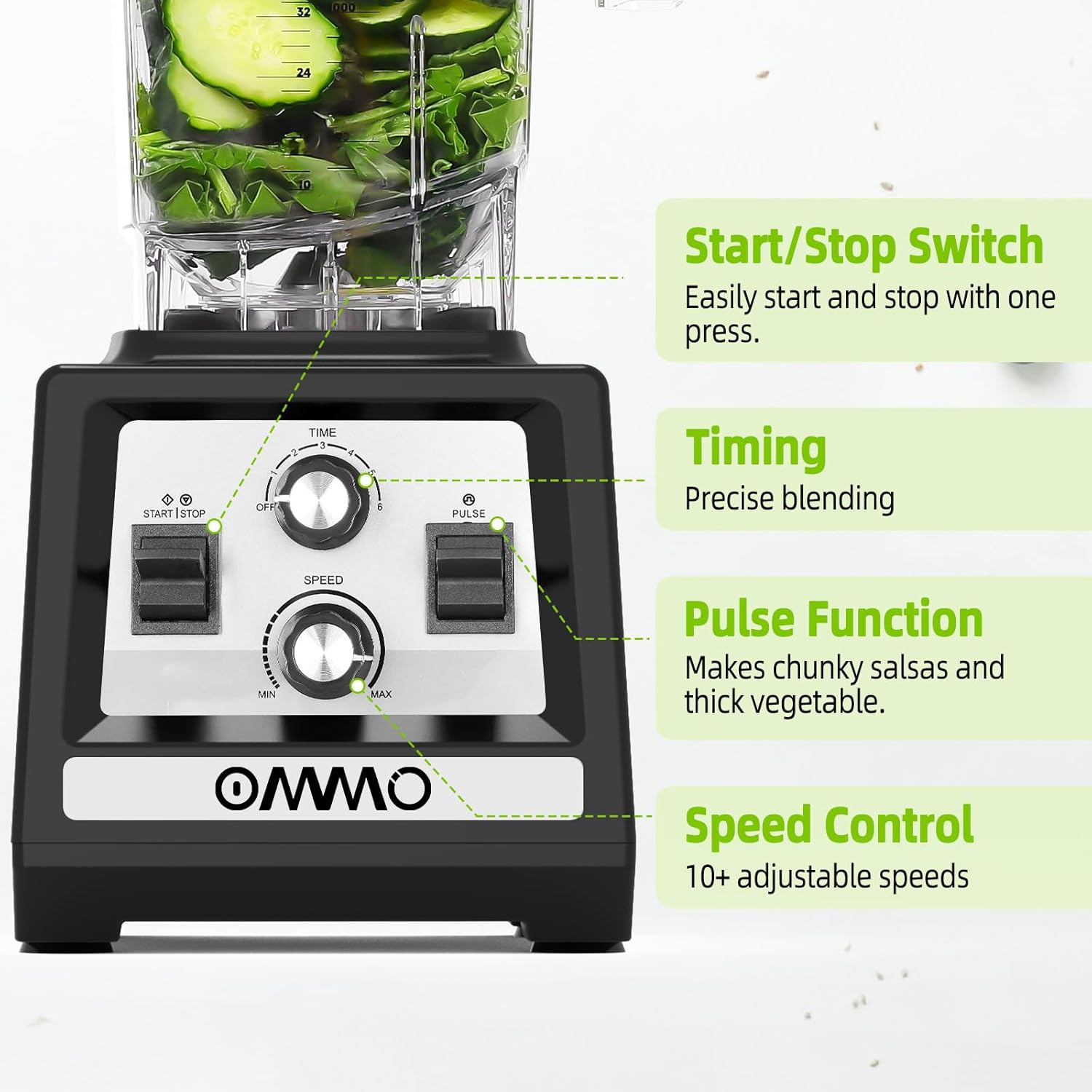 OMMO 1800W Blender for Smoothies and Frozen Drinks - Image 7