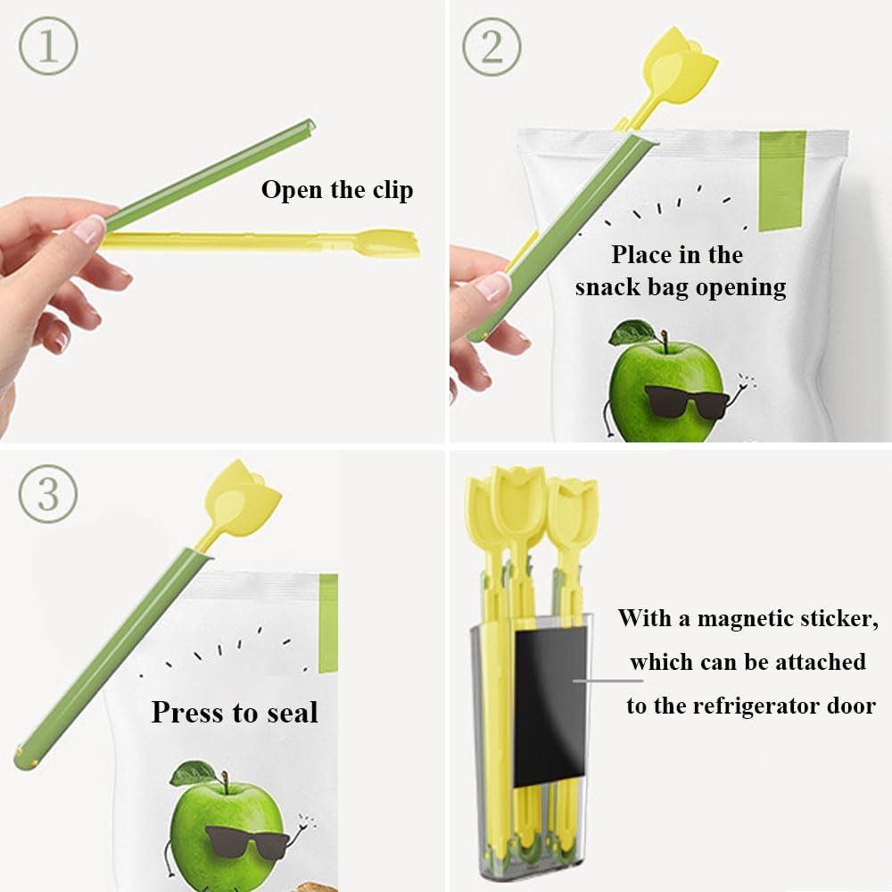 Flower Shape Food Sealing Clips with Magnetic Storage Box - Image 6