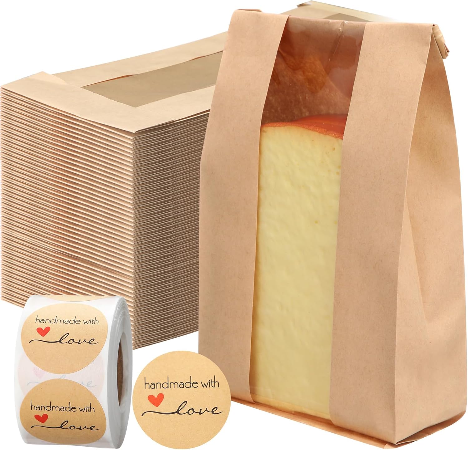 Brown Paper Bakery Bags with Window - Image 2