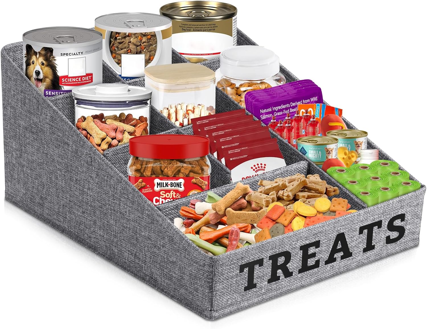 Collapsible Pet Treat Storage Container with 10 Compartments - Image 2