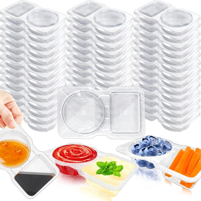 Double Compartment Condiment Containers with Lids - Image 2