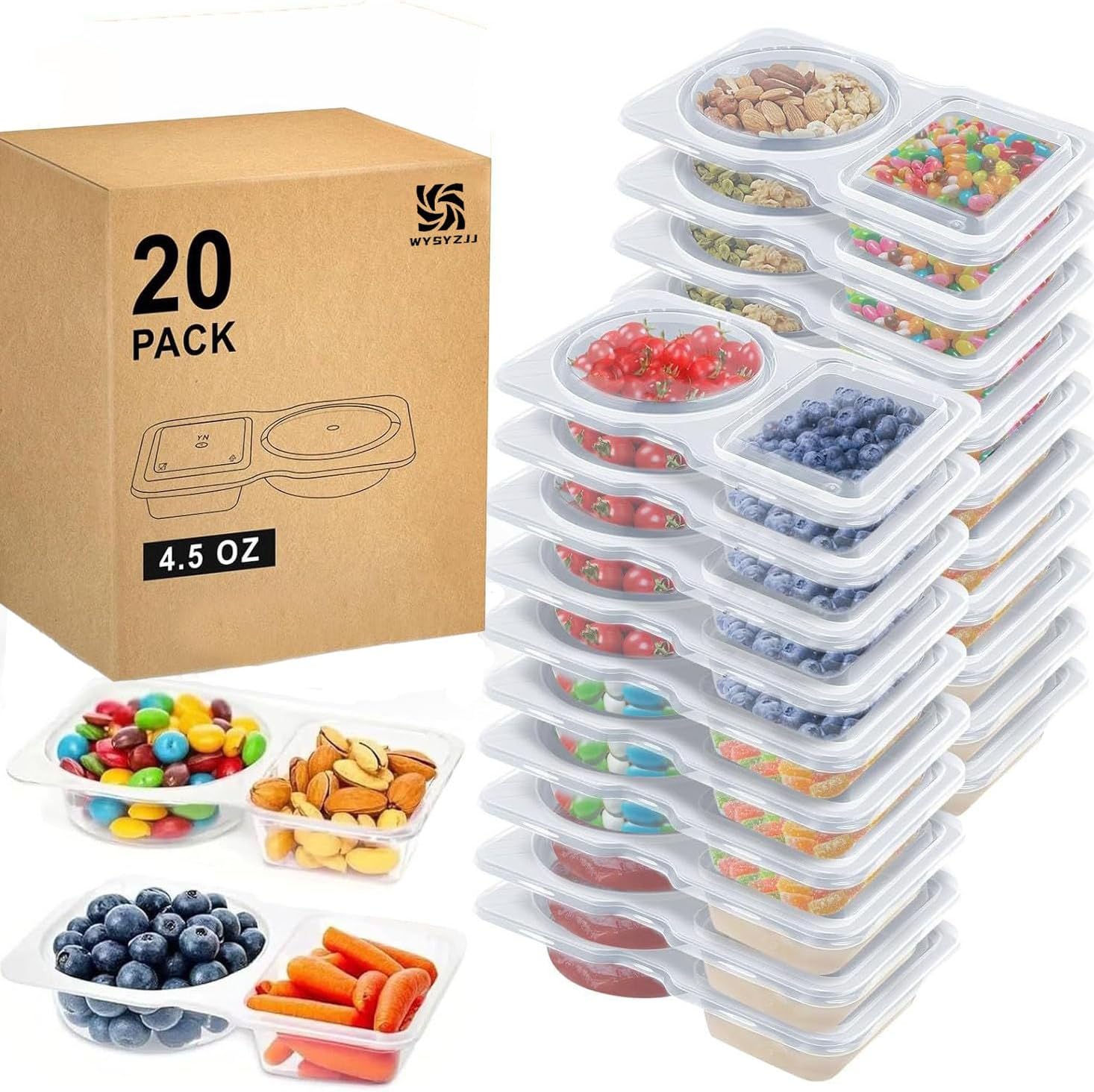 Reusable Snack Containers with Lids and Compartments for Picnics and Food Storage - Image 2