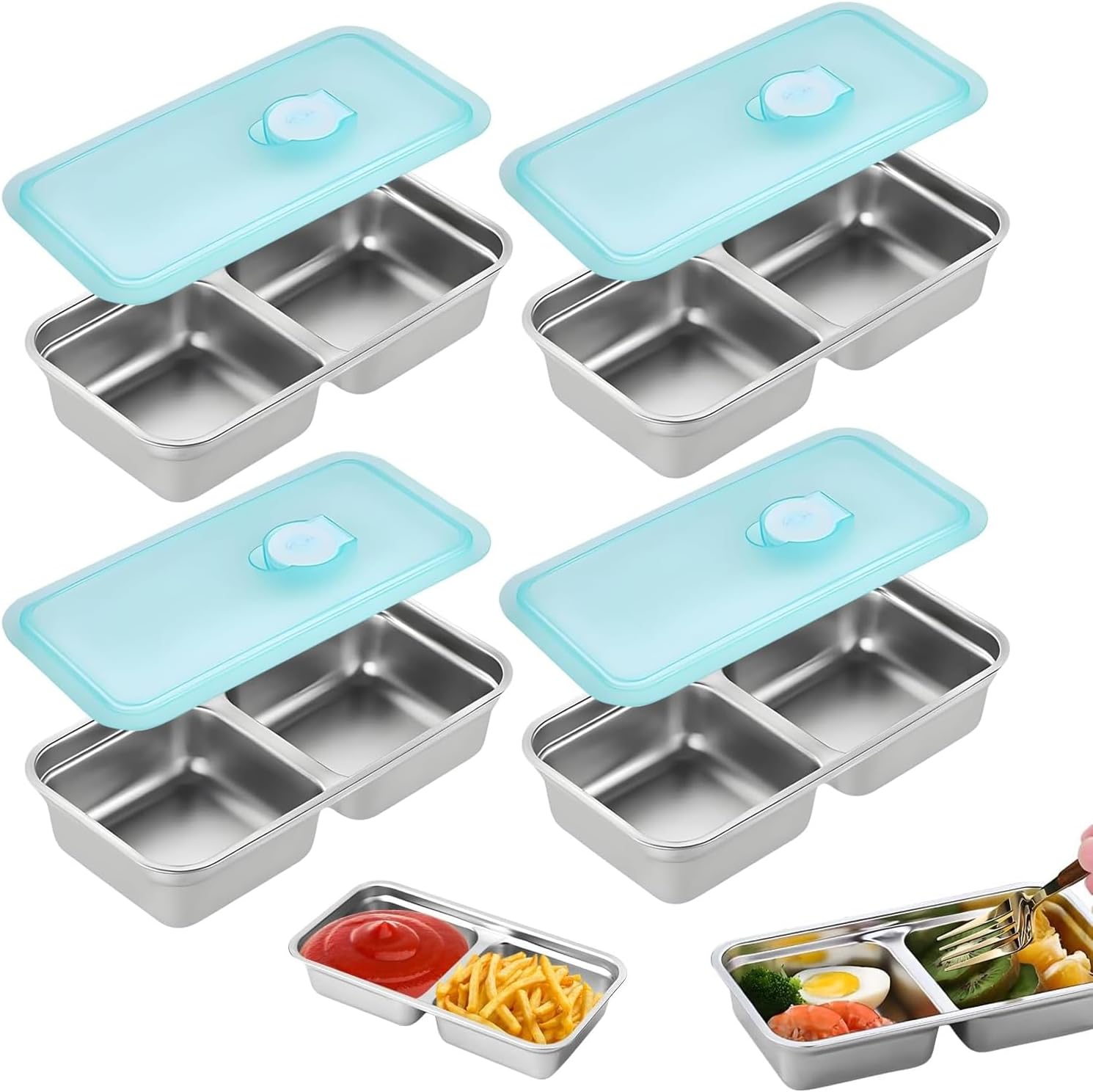 Stainless Steel Snack Containers with Lids - Image 2
