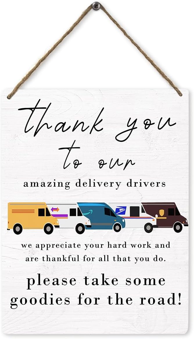 Wooden Thank You Sign for Delivery Drivers with Free Snacks - Image 2