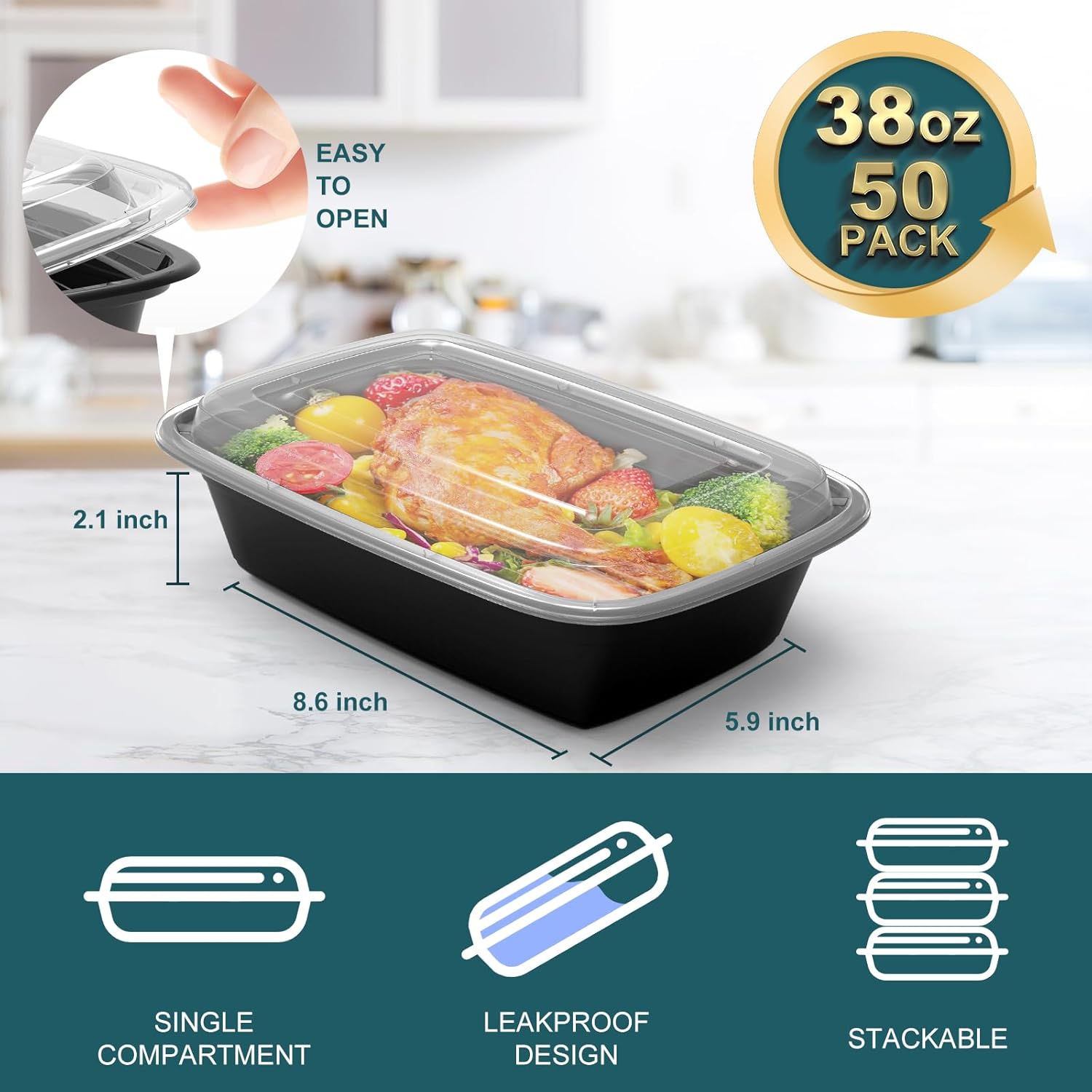 50 Pack Reusable Food Prep Containers - Image 3